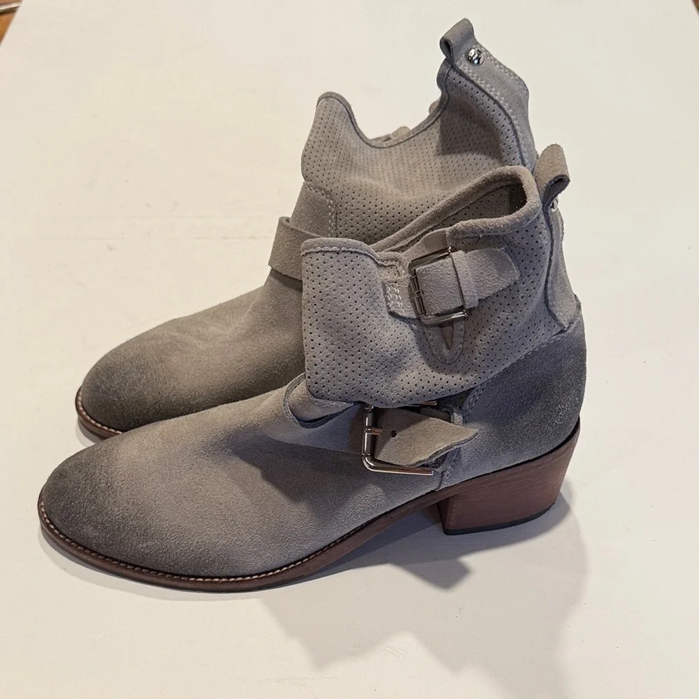 Donald J. Pliner Gray Suede Ankle Booties